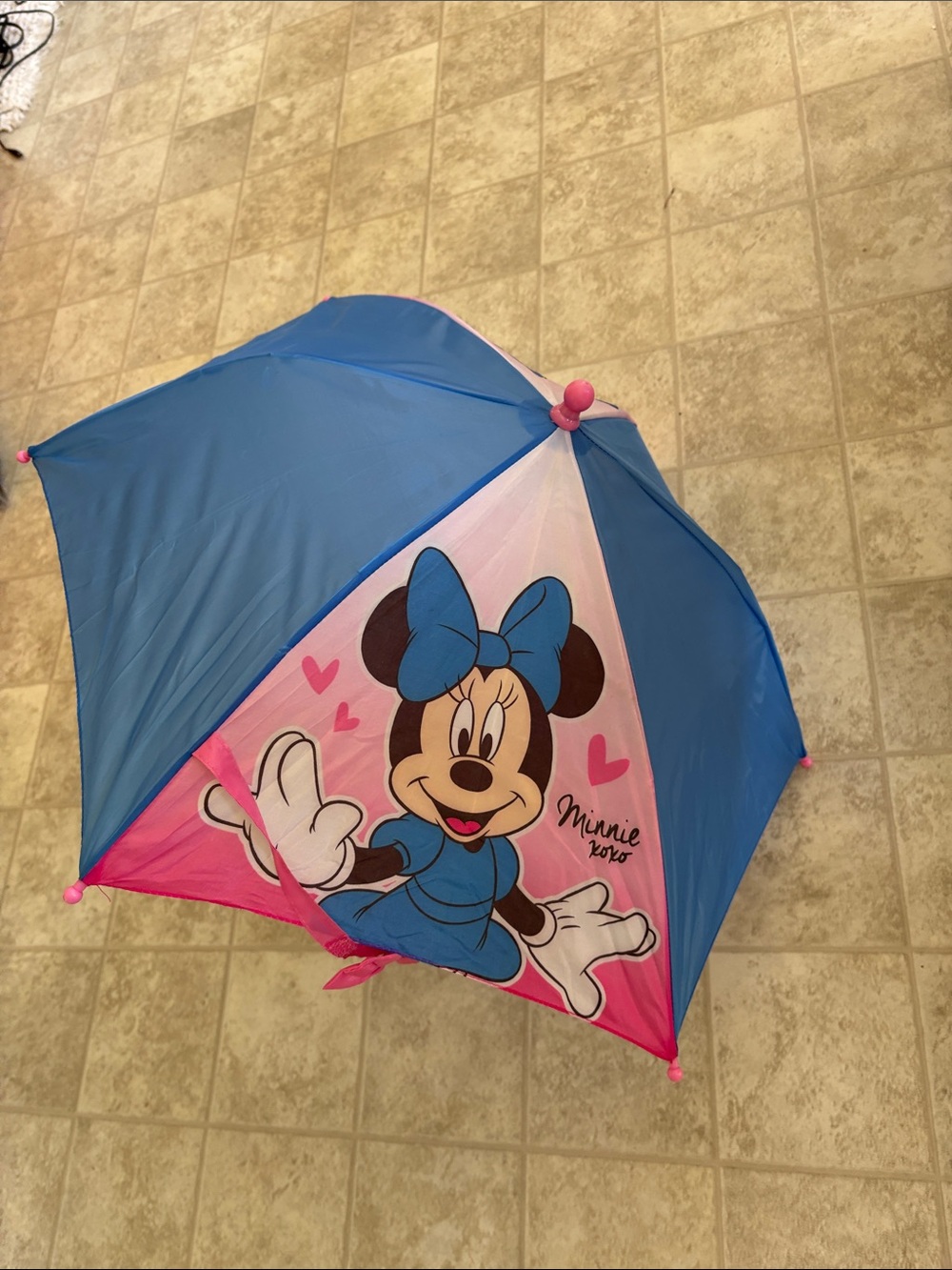 Disney Minnie Mouse Kids Umbrella - Blue and Pink